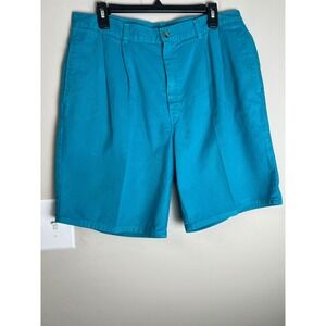 Duck Head Mens 36 Pleated Chino Shorts Teal Blue Cotton Vintage 90s Preppy
